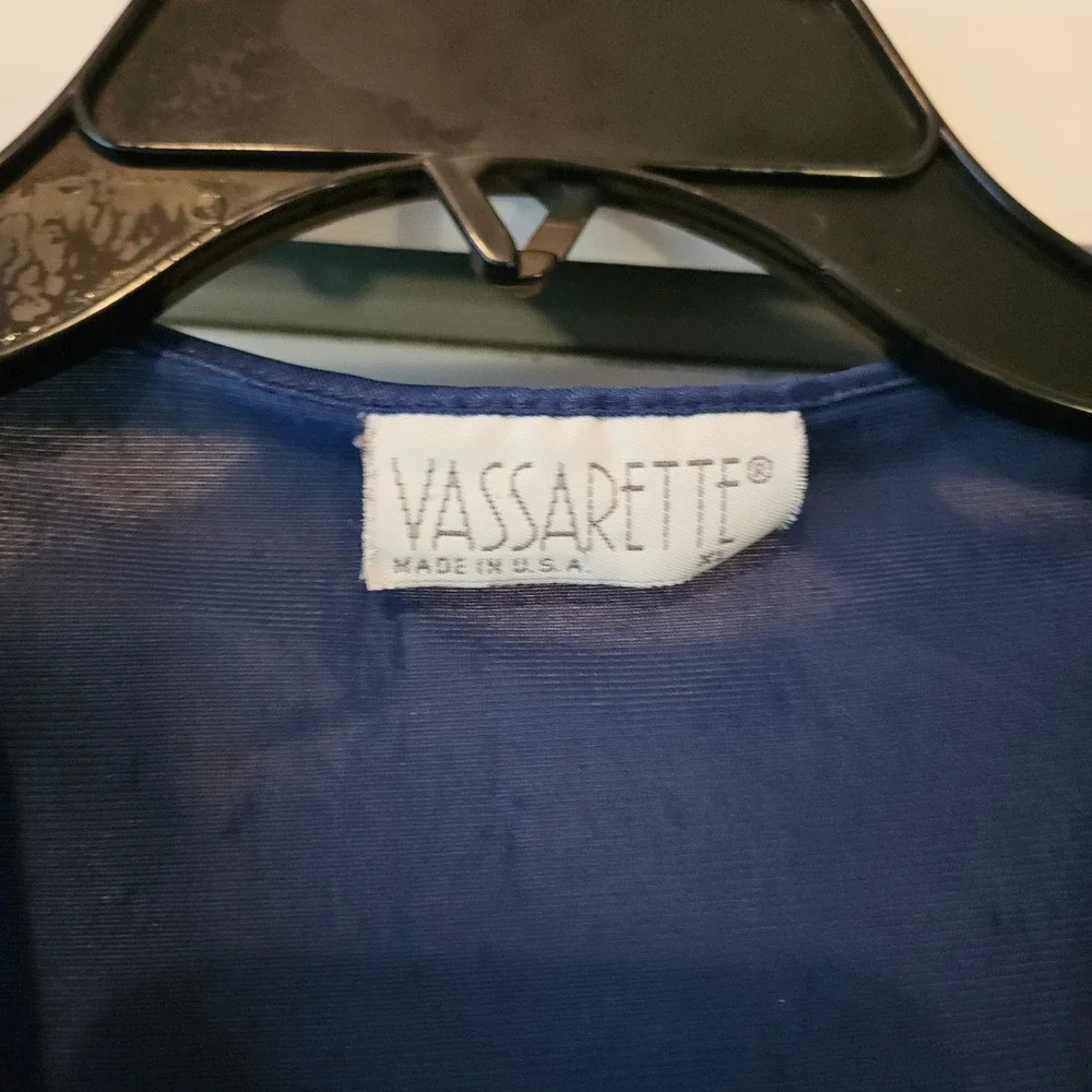 Vintage Vassarette Pajama Set Size XL Blue Short Sleeve Pants USA Embroidered - Picture 5 of 9